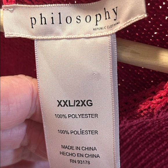 Philosophy Women’s V-Neck Pullover Sweater Size: XX-Large Fuchsia - Picture 4 of 6